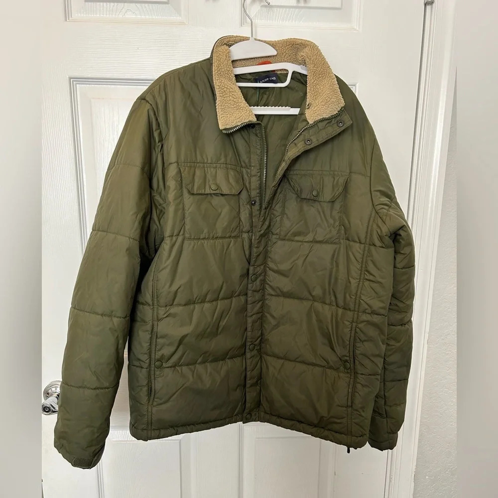 Lands end green mens  jacket tall Large